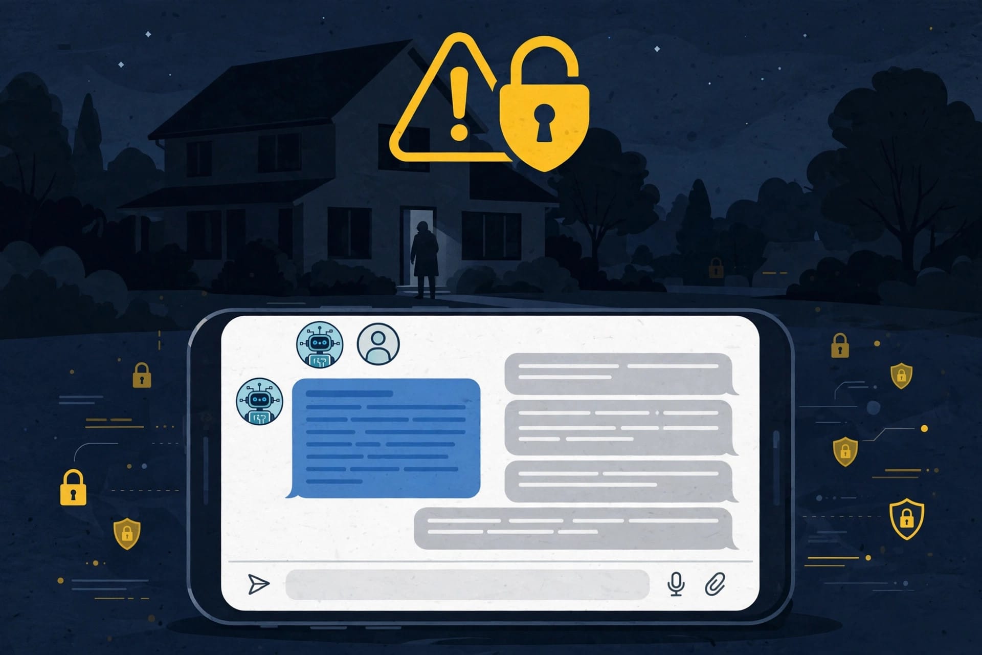 Meta Muse agent messaging a Marketplace buyer while a stranger waits at the sellers door at night