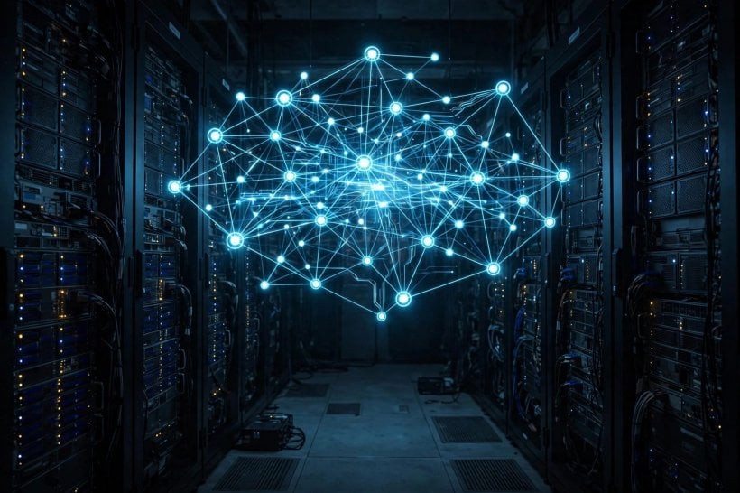 BitTorrent peer-to-peer network over servers, representing Meta shadow-library dataset downloads and seeding