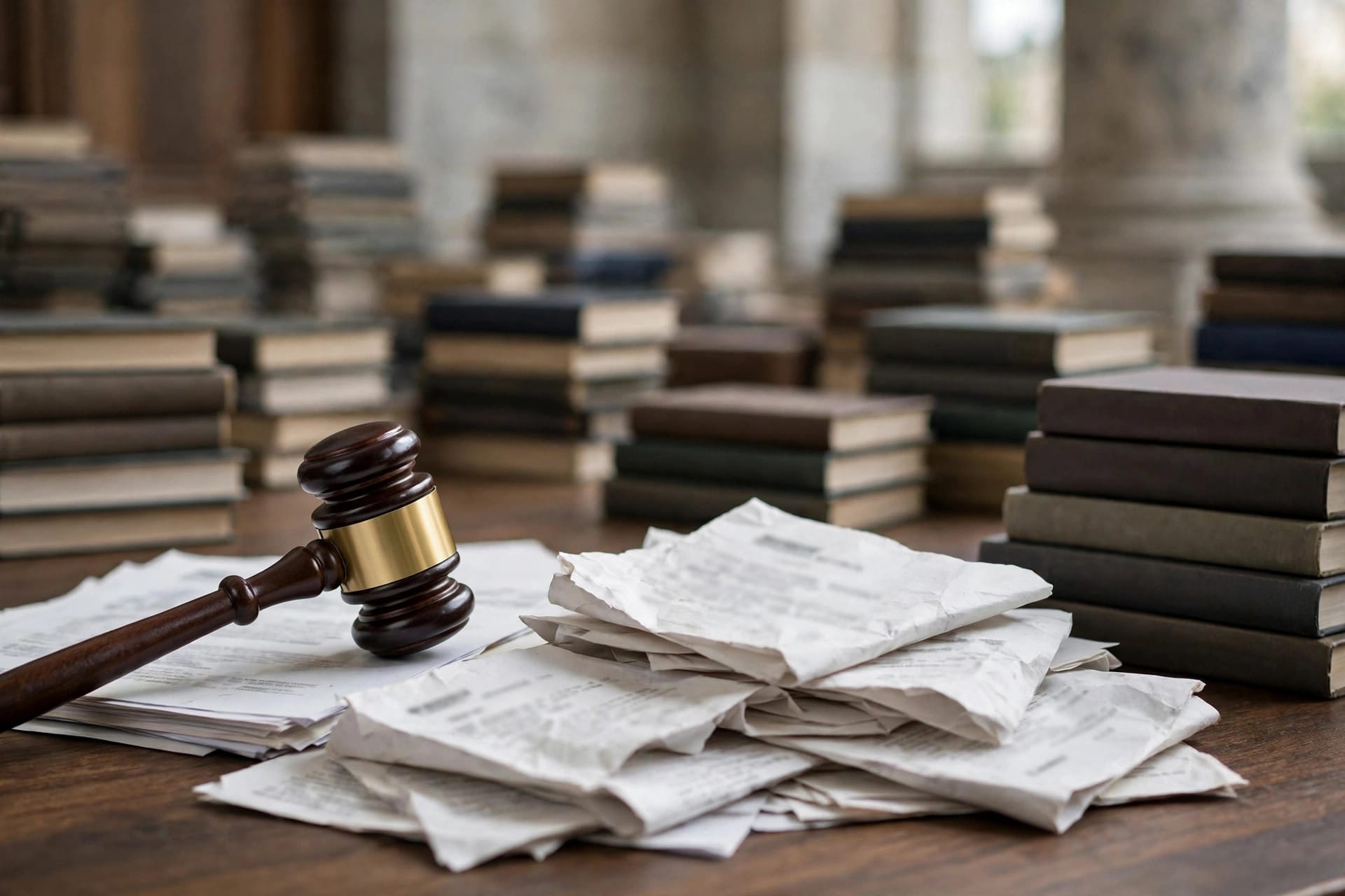 Courthouse gavel and legal papers in the Meta shadow-library copyright case over AI training books