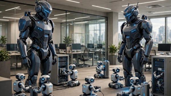 Guardian robot agents watching over worker AI agents inside a company for Microsoft Project Perception