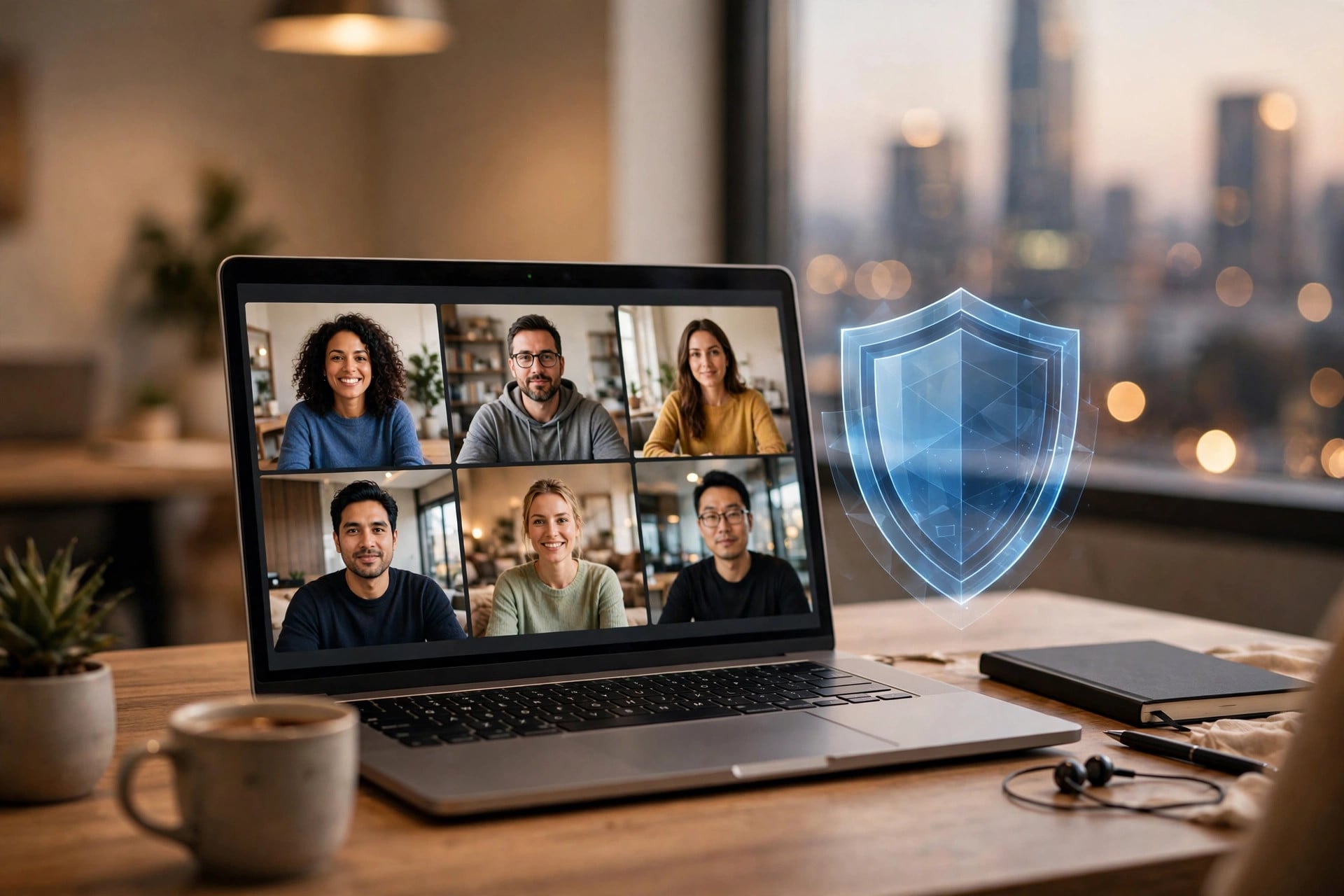 Illustration of Microsoft Teams AI-powered phishing detection scanning an external first-contact chat for impersonation and deceptive behavior