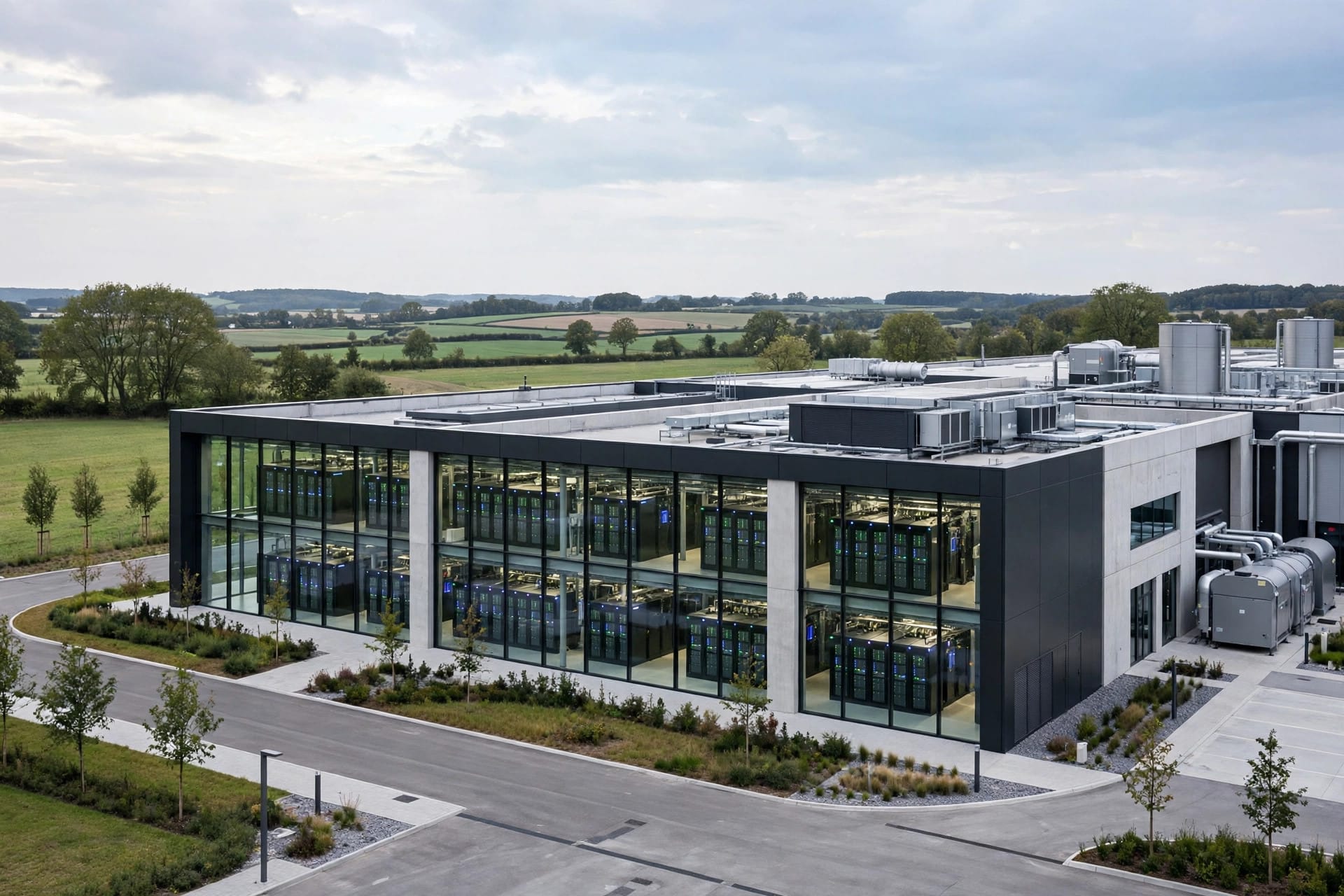Modern European data center with server racks