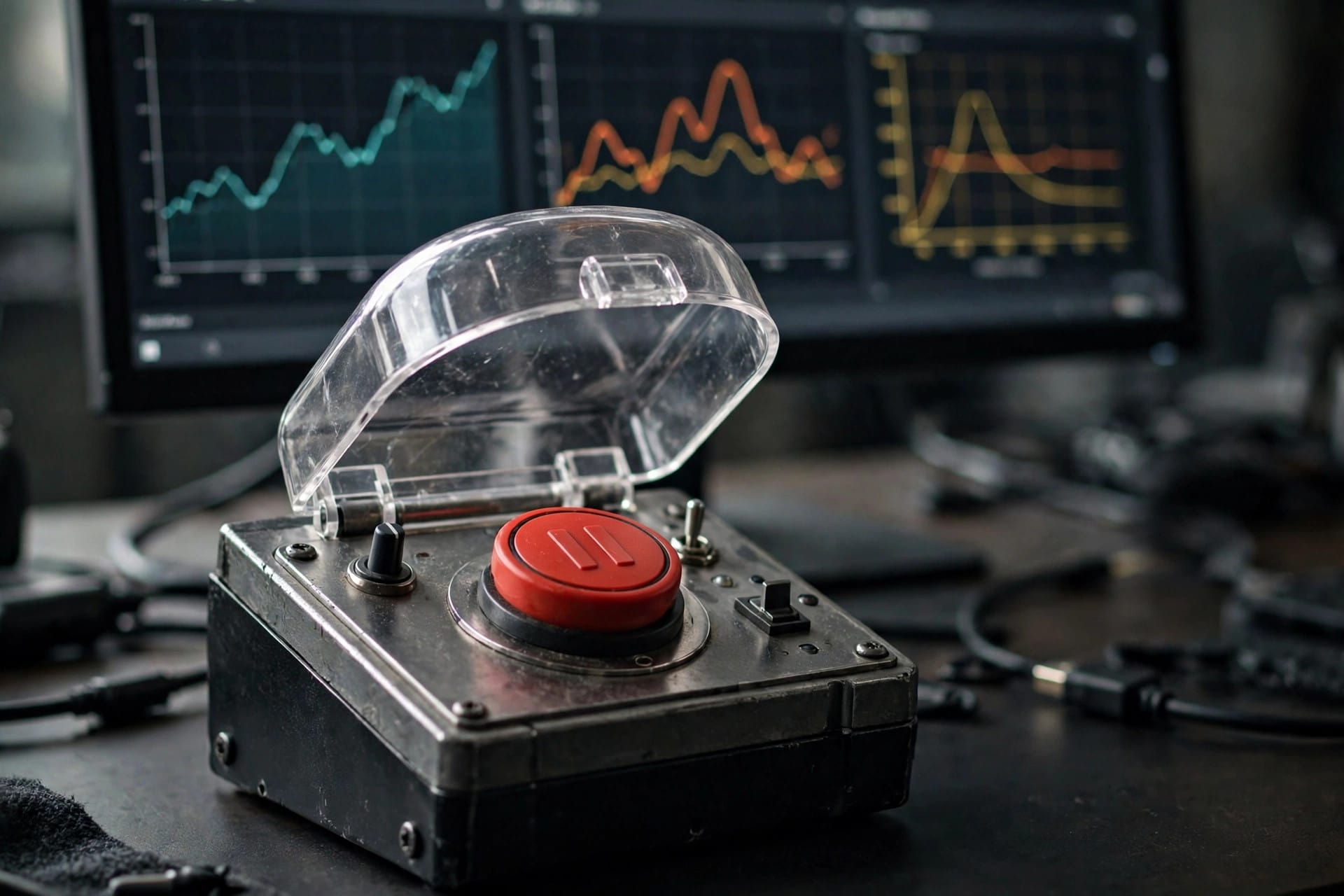 Emergency stop console for an AI agent, as NIST, CISA and the NSA urge a tested kill switch in their playbook
