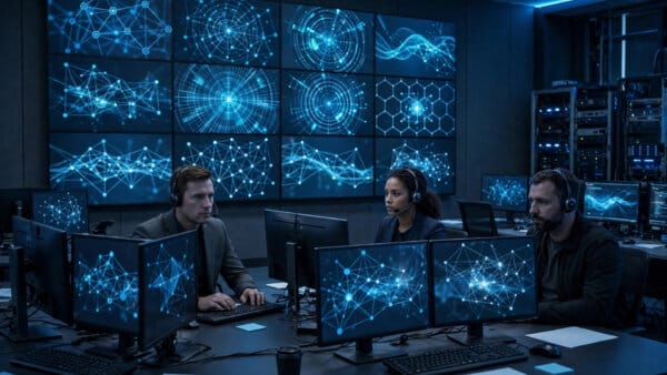 Government cybersecurity operations room monitoring screens in the NIST, NSA and CISA agent incident guidance