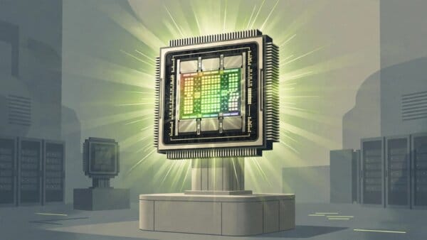 Illustration of NVIDIA's Blackwell AI chip for data centres