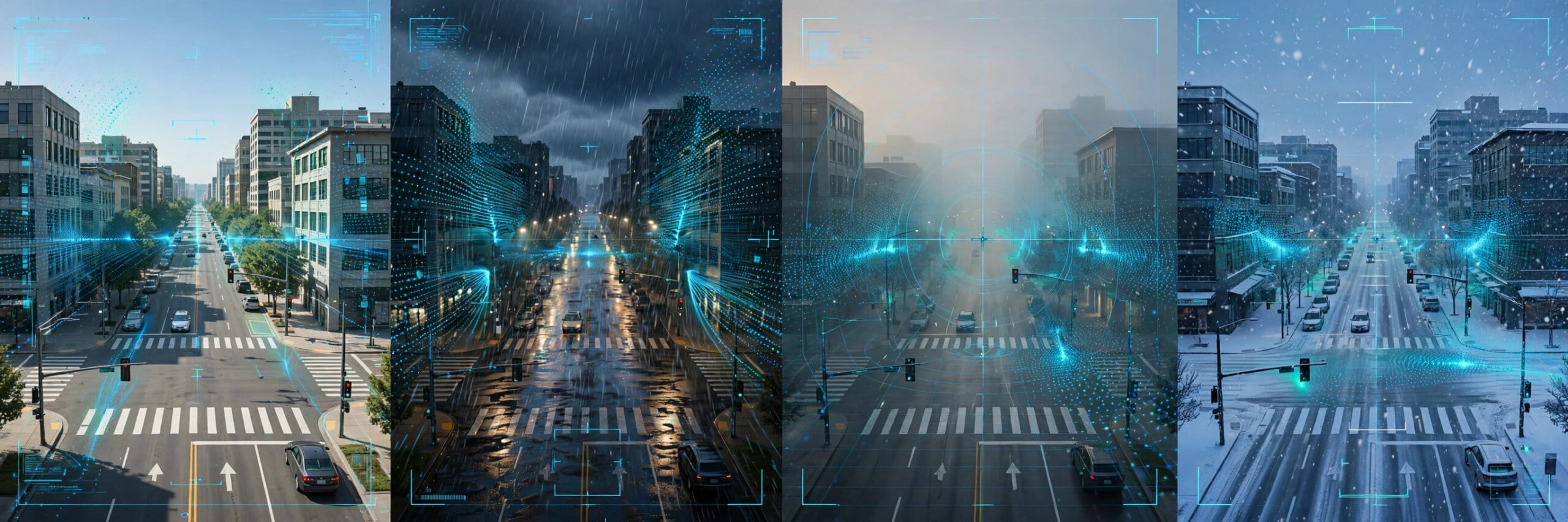Cosmos Data Factory generating synthetic autonomous vehicle training scenes in different weather and lighting