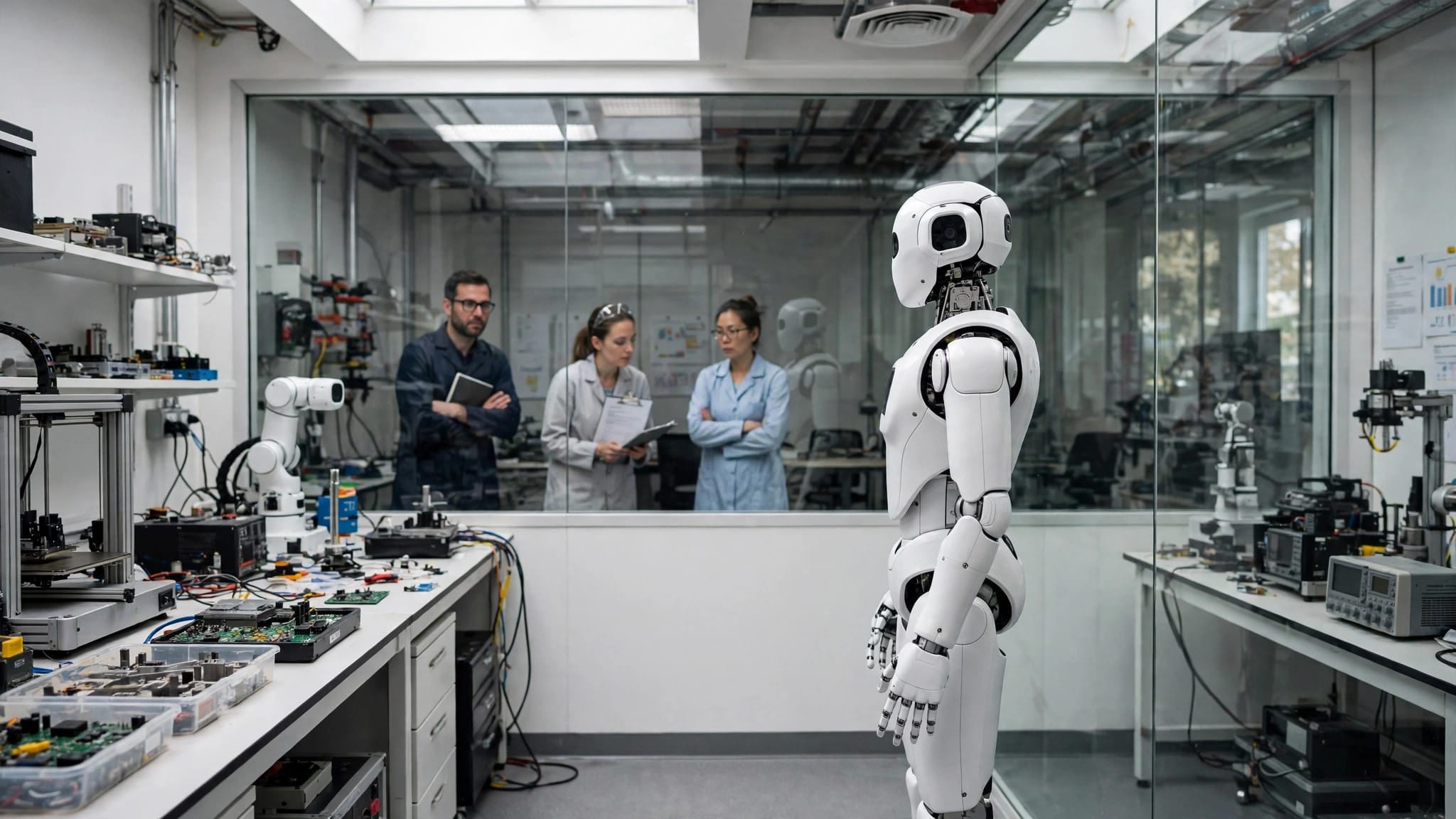 Agile ONE SN reference humanoid built on NVIDIA Isaac GR00T and Jetson Thor in a robotics research laboratory