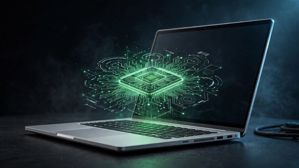 NVIDIA RTX Spark laptop with its Grace and Blackwell superchip shown above the keyboard