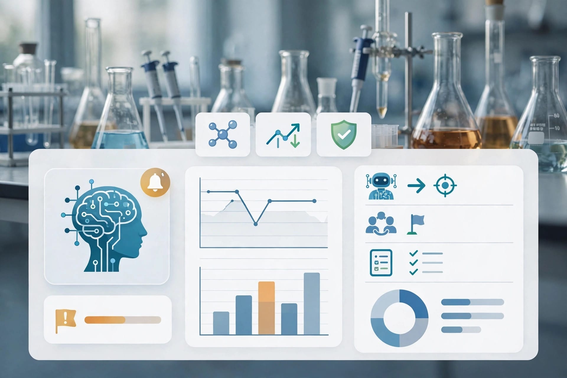 Drug development dashboard where AI agents flag a delayed study milestone for the Orchestra Bio platform