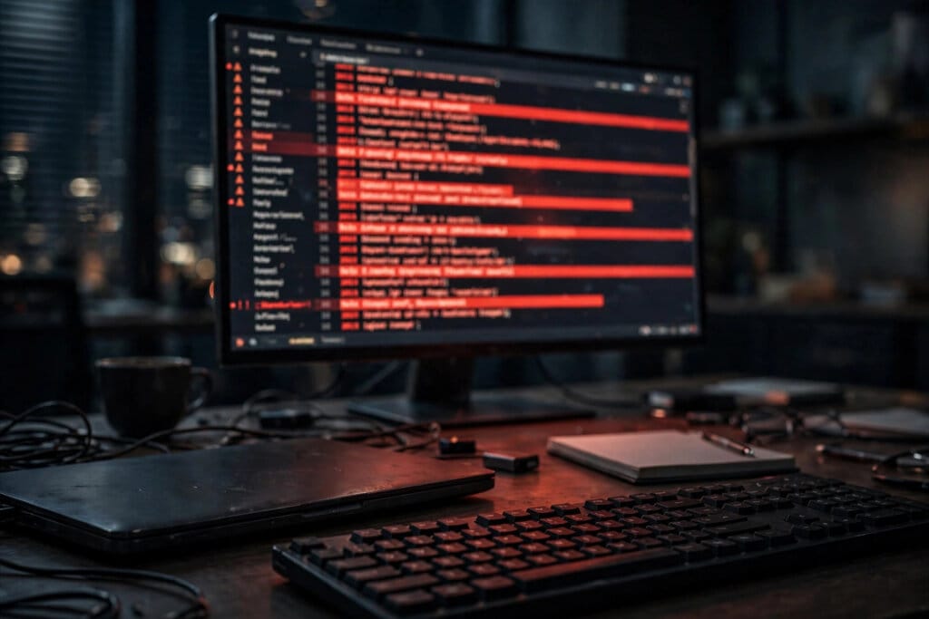 Developer terminal with API key lines highlighted in red during the OpenCode Console breach