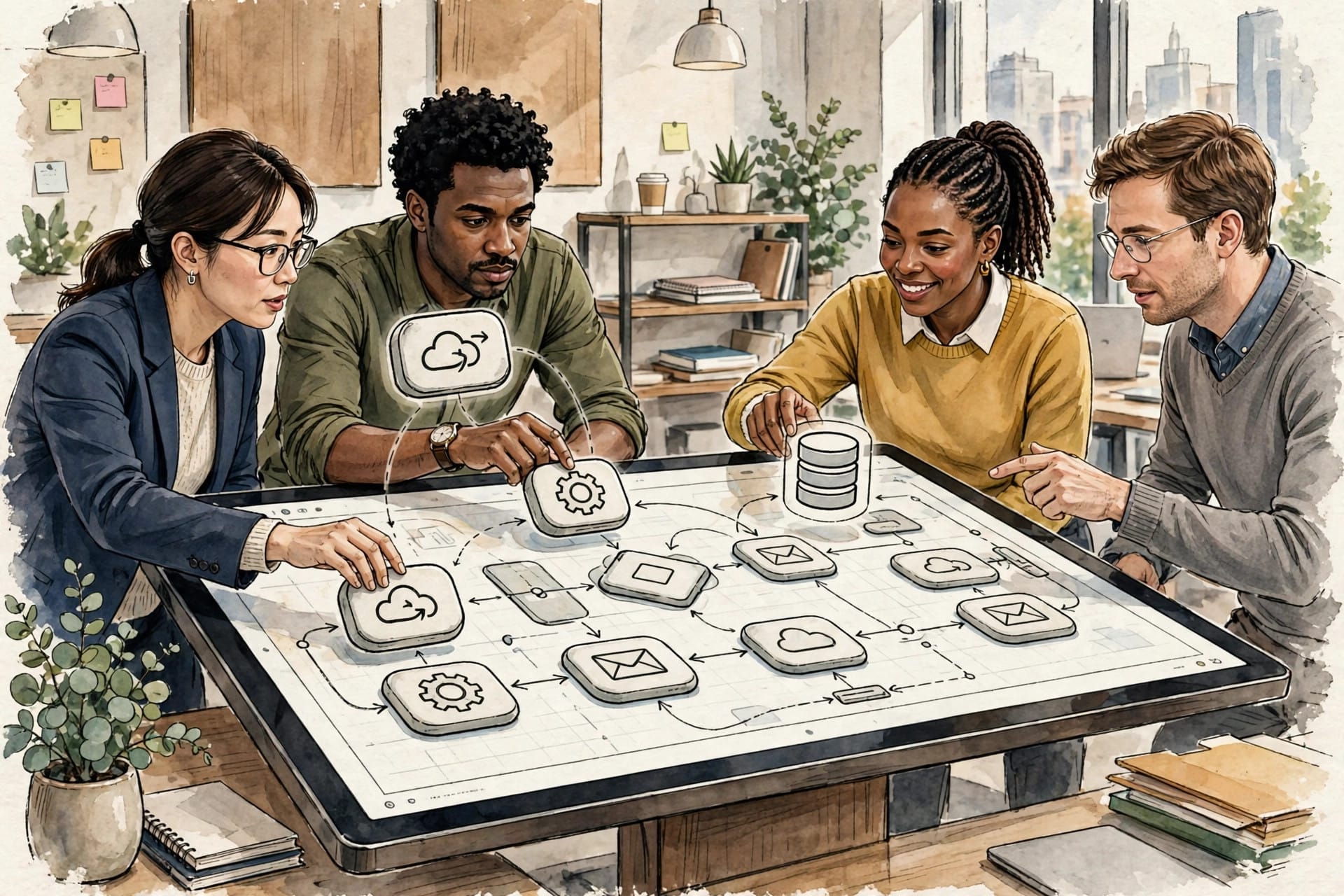 Team building an industry AI agent workflow with visual blocks in Oracle AI Agent Studio