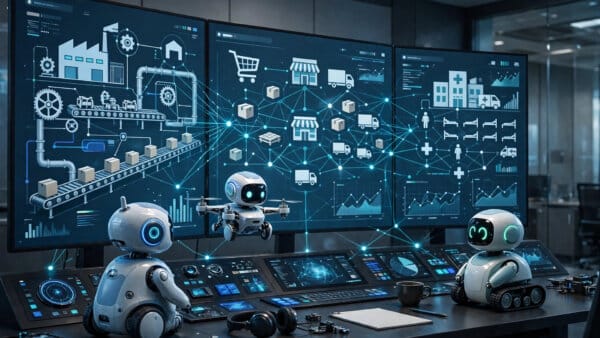 Oracle AI Agent Studio coordinating industry AI agents across factory retail and hospital workflows