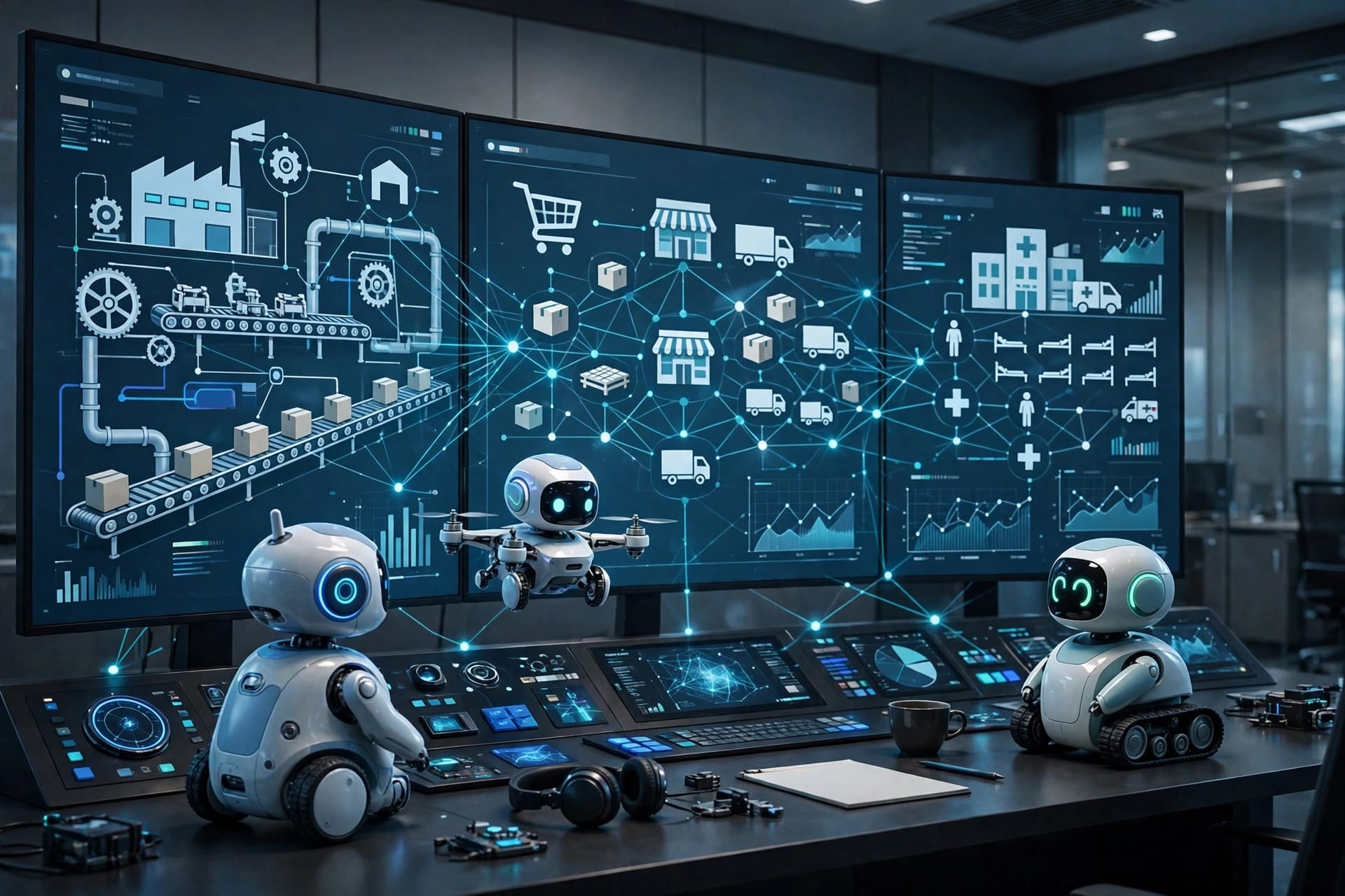 Oracle AI Agent Studio coordinating industry AI agents across factory retail and hospital workflows