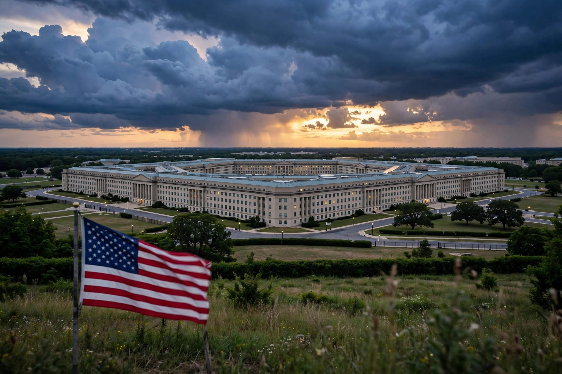 Pentagon building with AI procurement guidance document concept