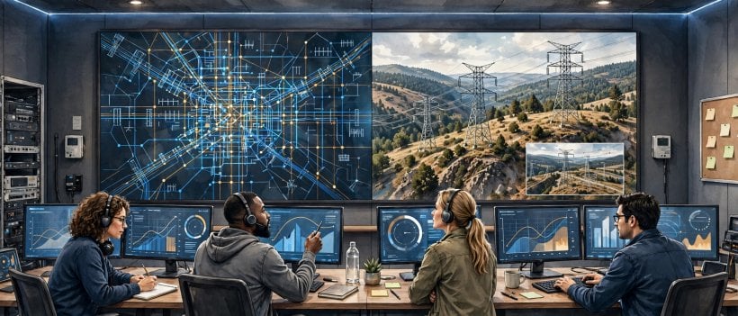 Operations team monitoring grid inspection data