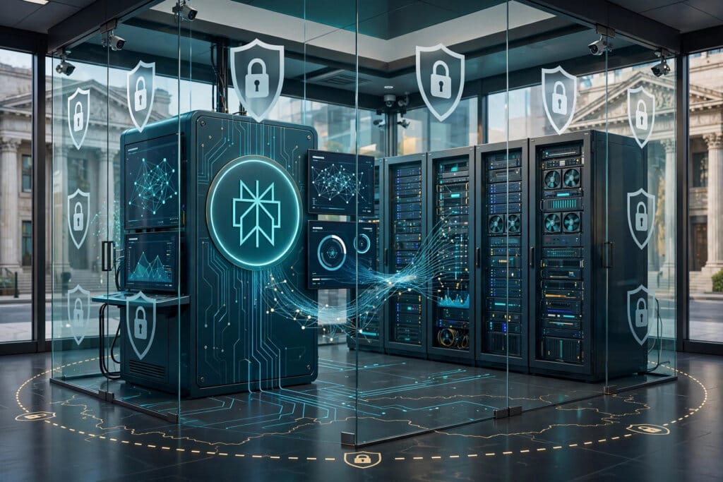 Perplexity AI running inside a secure sovereign server room under Valarian ACRA controls