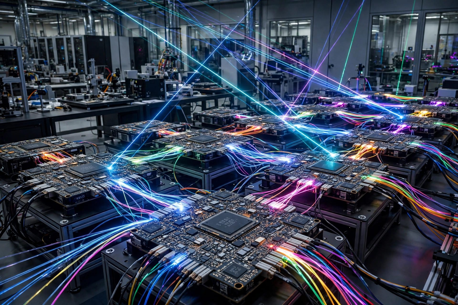 Photon Bridge laser sources linking AI processor chips with optical light in a data centre