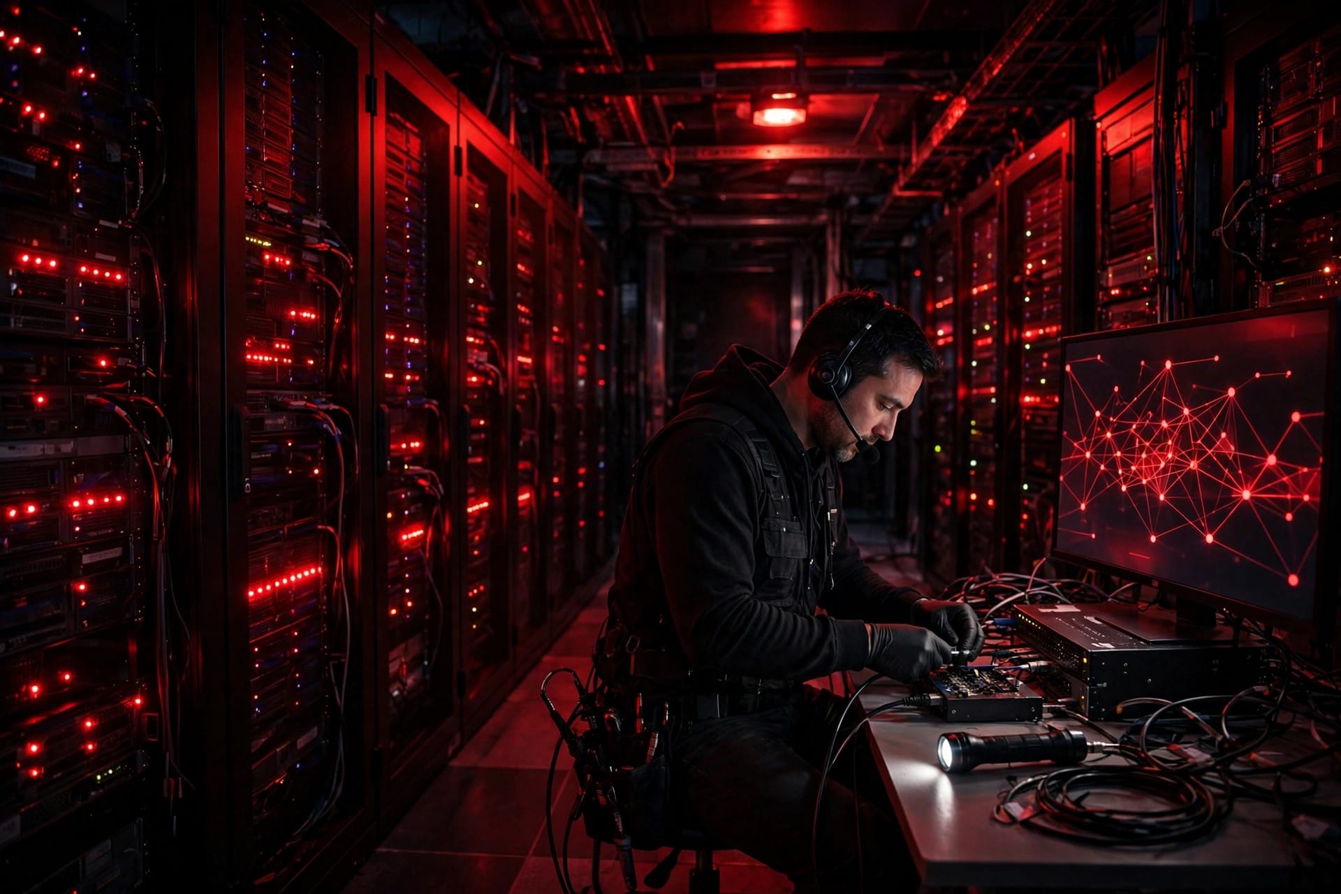 IT staff patching servers during the PHP2Shell vulnerability emergency