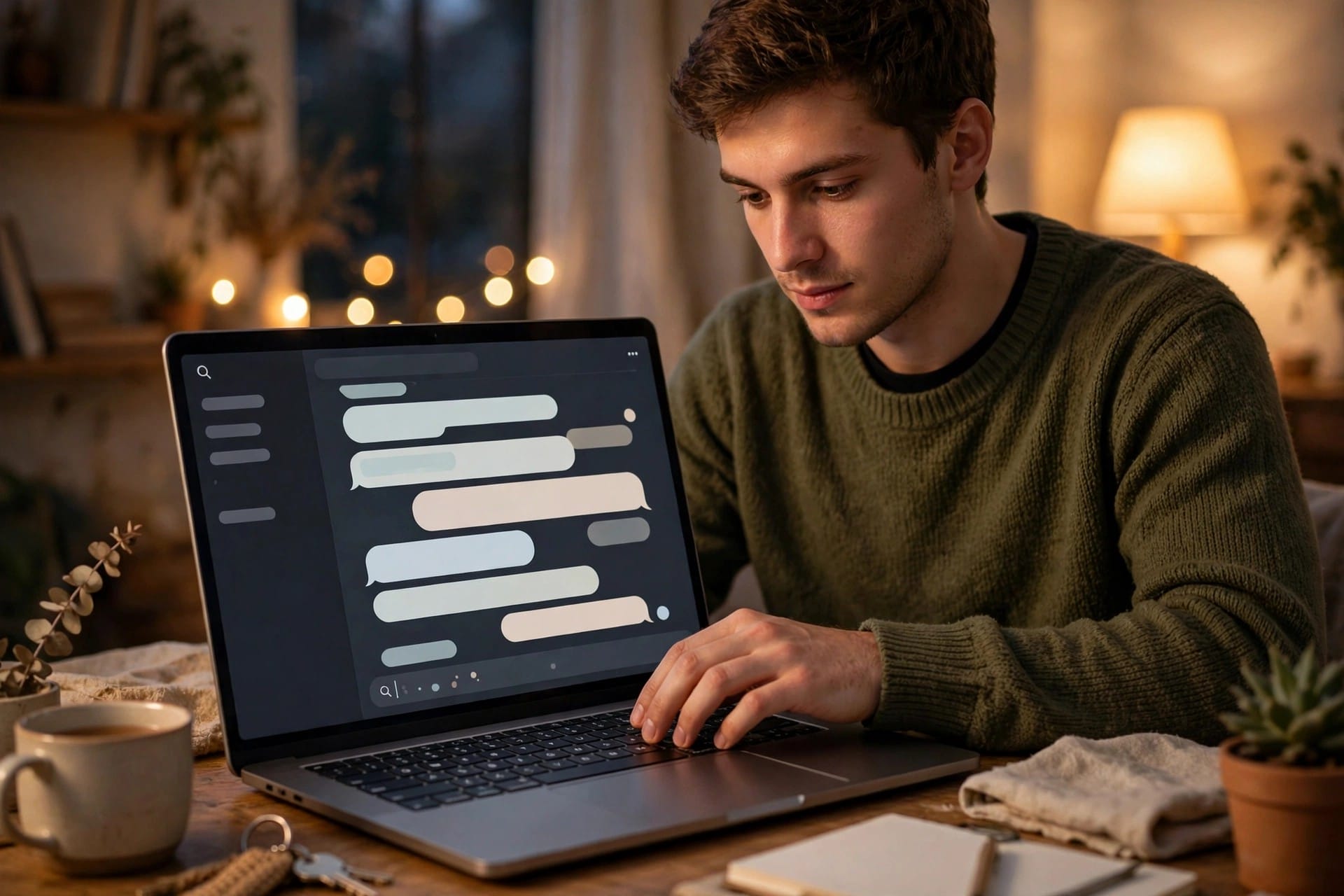 Person typing a follow-up question into a conversational AI search chat