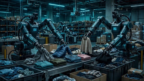Sereact dual-arm robots handling Zalando returns at a CEVA Logistics fulfilment centre