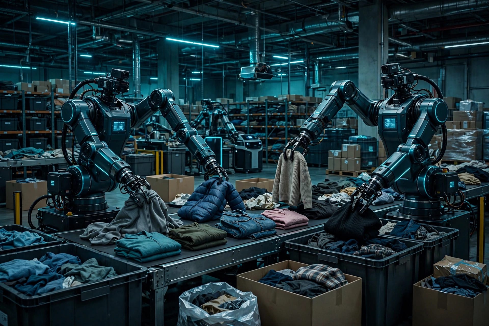 Sereact dual-arm robots handling Zalando returns at a CEVA Logistics fulfilment centre