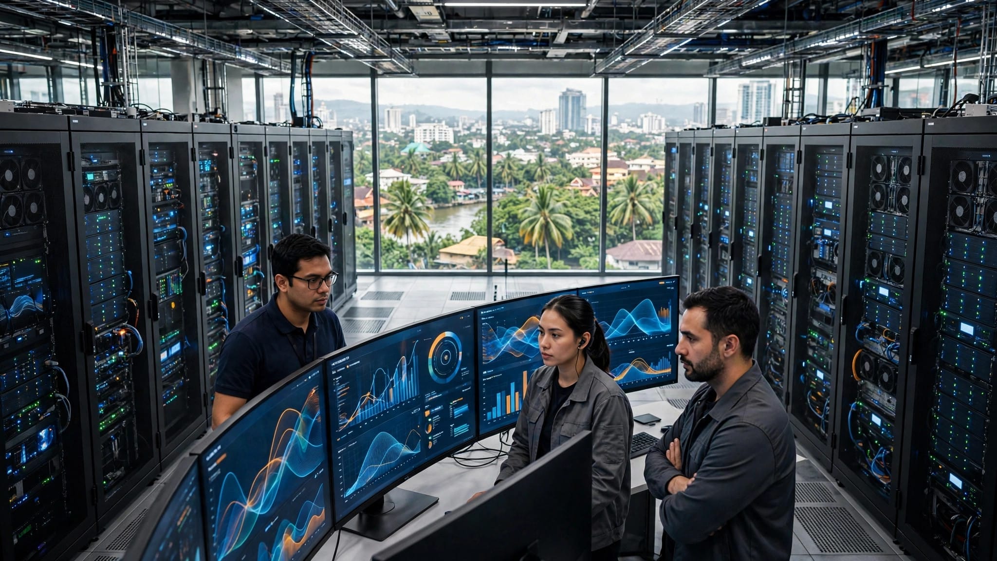 Data centre engineers monitoring AI workloads behind Southeast Asia e-Conomy SEA 2026 growth