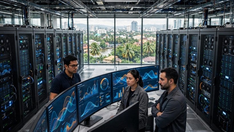 Data centre engineers monitoring AI workloads behind Southeast Asia e-Conomy SEA 2026 growth