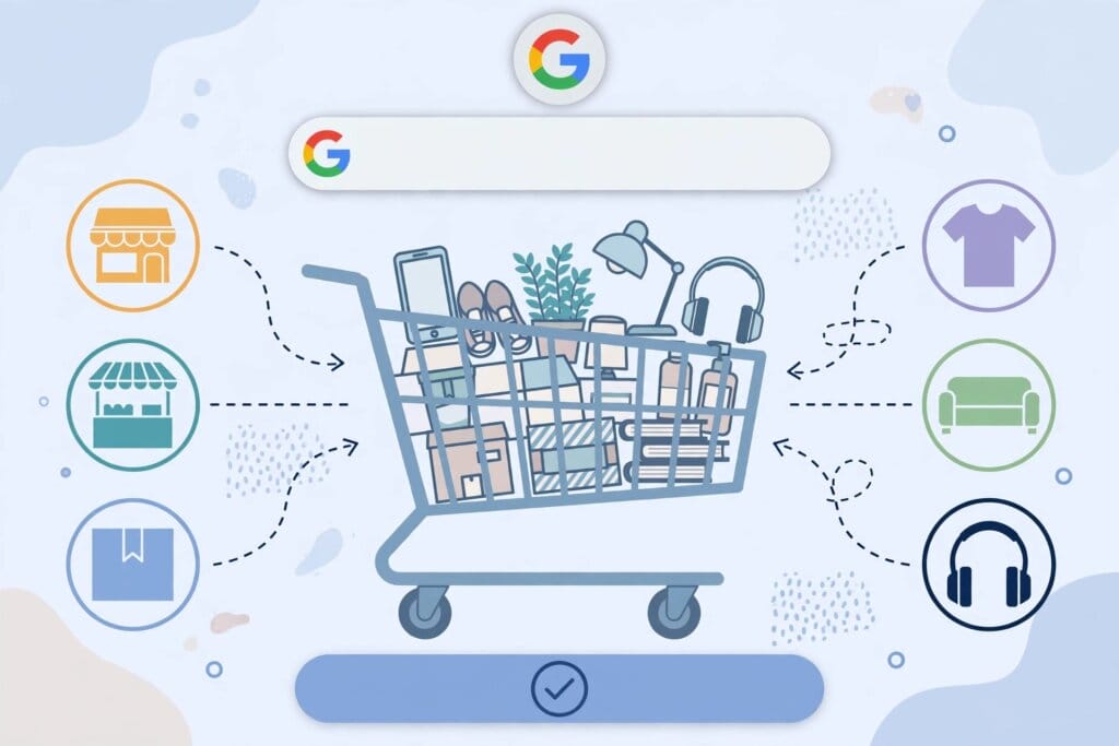 Universal Cart in Google Search combining products from multiple retailers in one cart