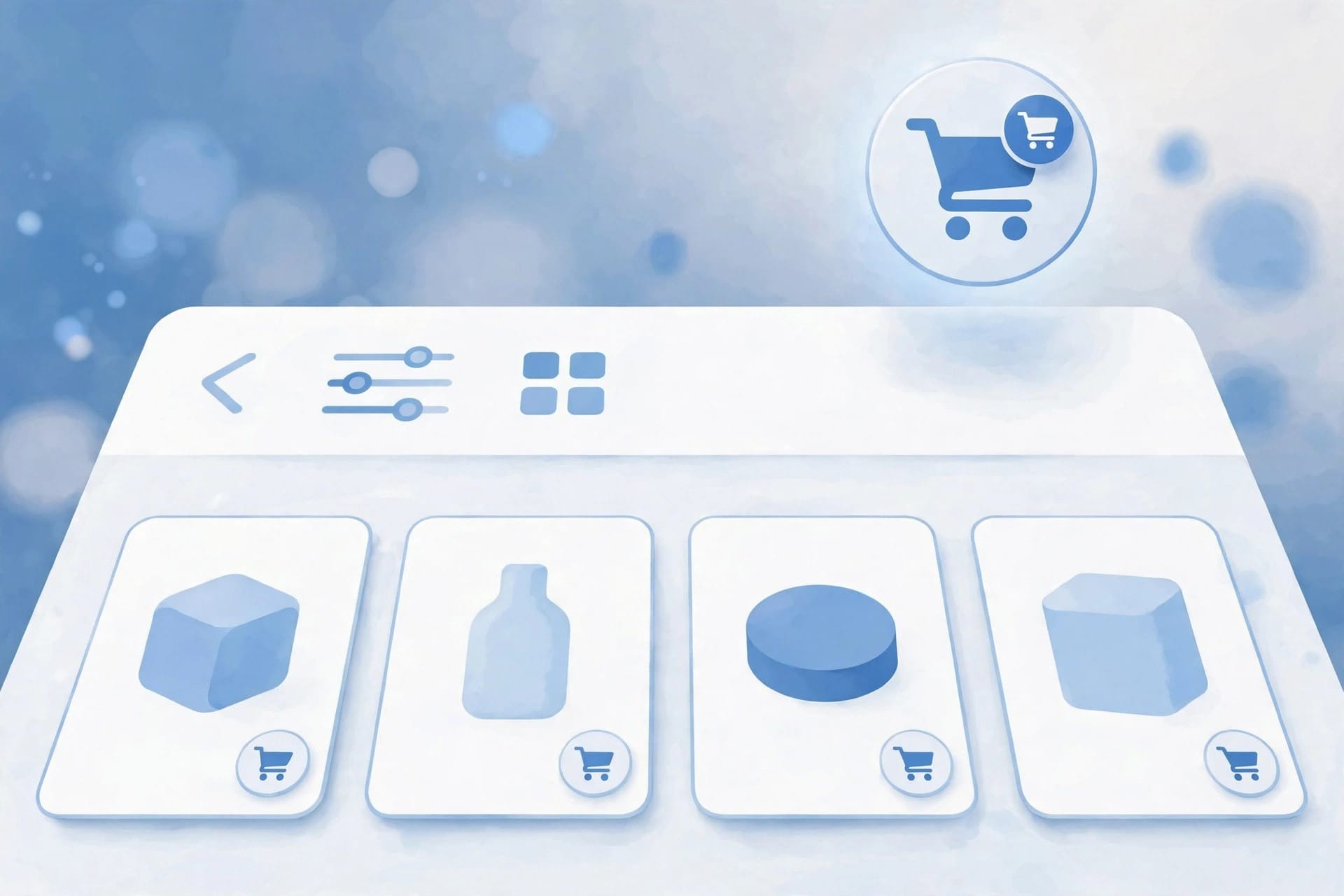 Google Universal Cart cart icon at the top right of Google Search results with add-to-cart buttons in product listings