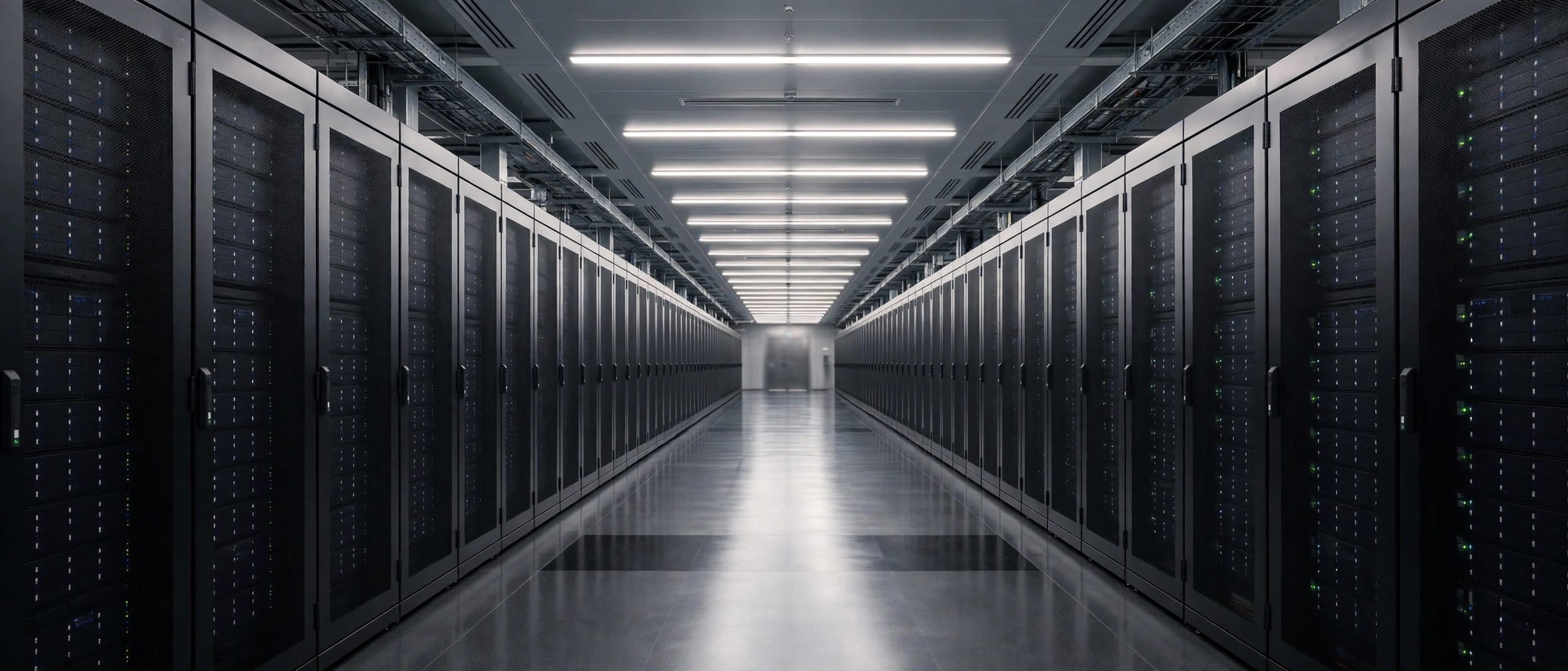 A clean aisle in a modern data centre