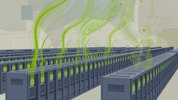 Illustration of NVIDIA GPUs and CUDA powering AI data centres