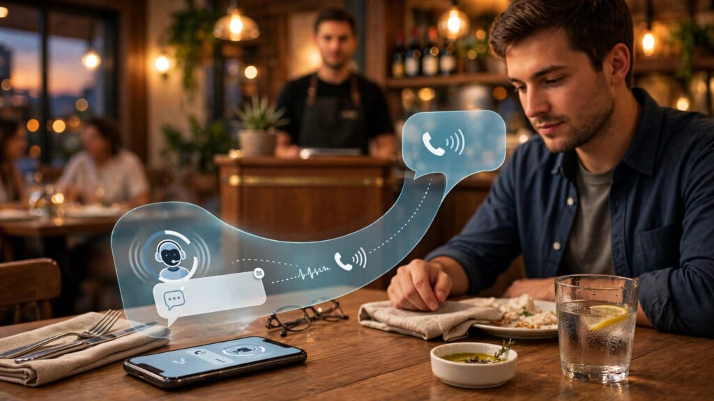 Yelp Check for Me AI phone agent calling a restaurant to check wait times for a diner