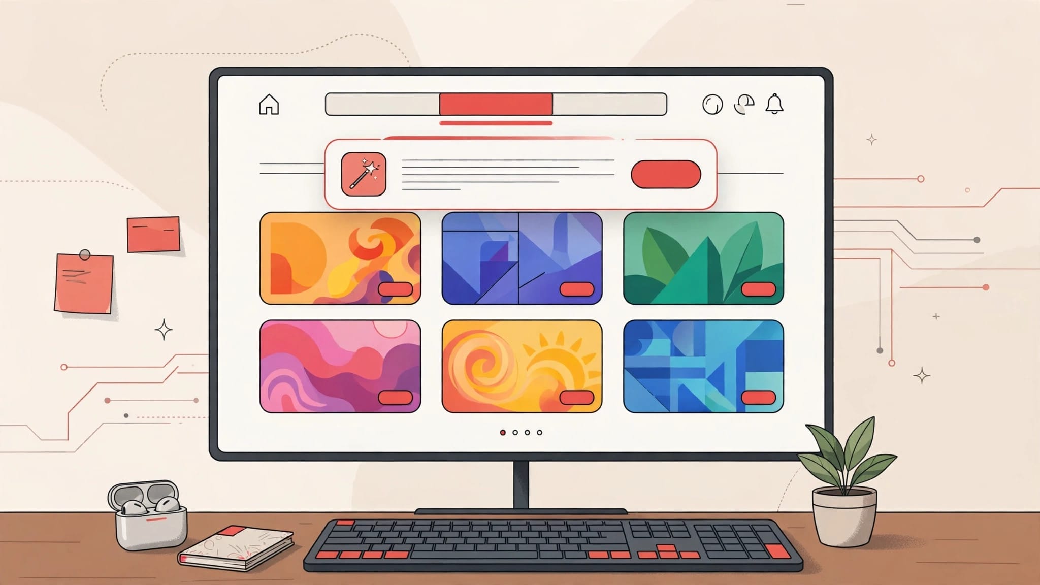 A desktop screen showing a YouTube Custom Feed being created from a natural-language prompt