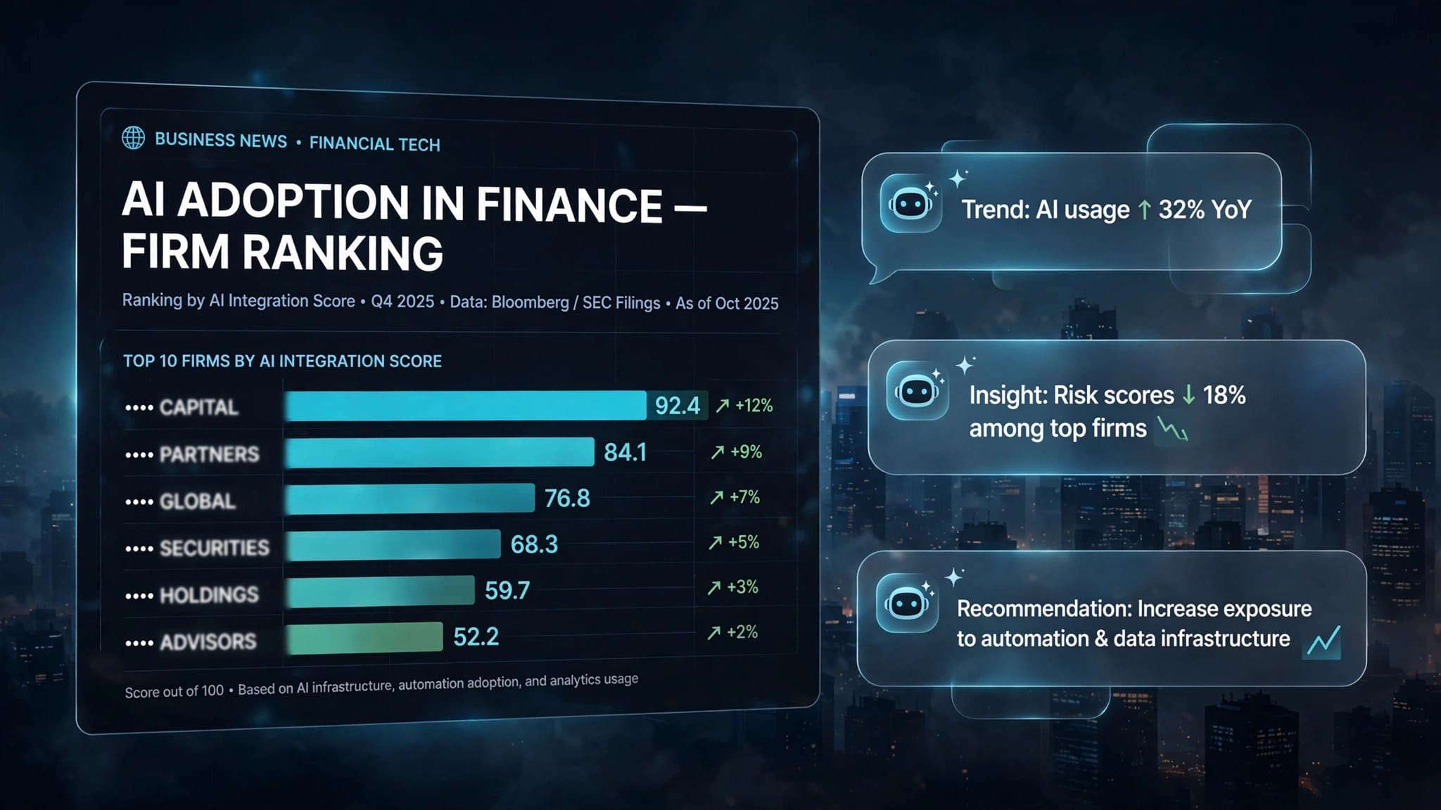 Ranking chart of private equity firms in AI answers from the Zen Media visibility study